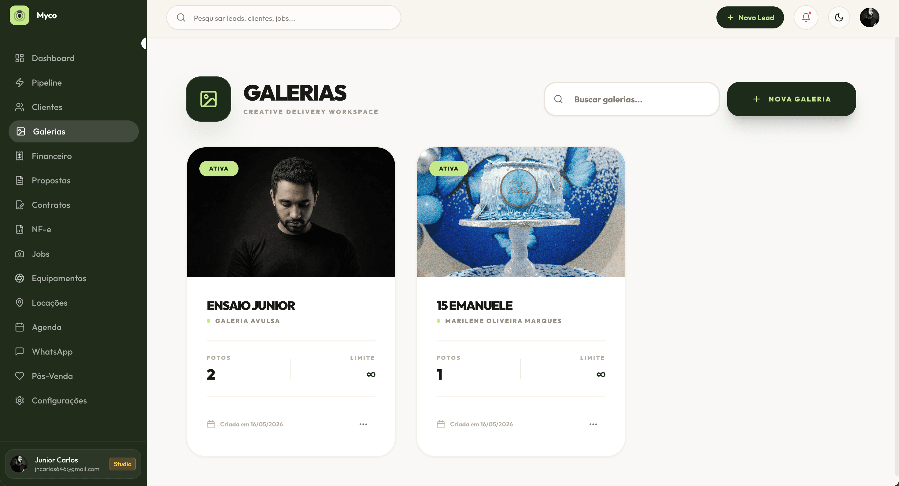 Galeria de Entrega — Myco CRM