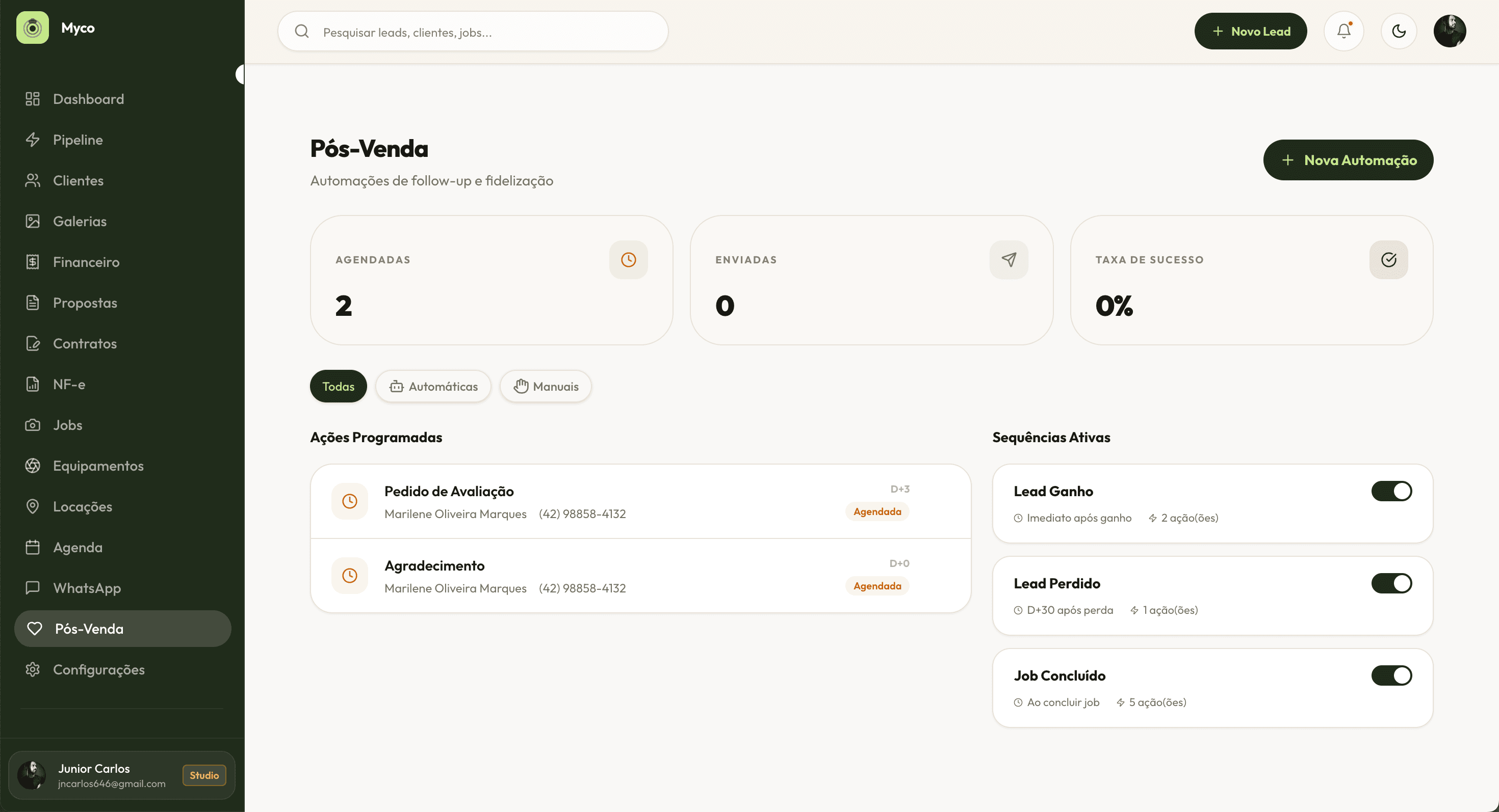 Pós-Venda Automatizado — Myco CRM