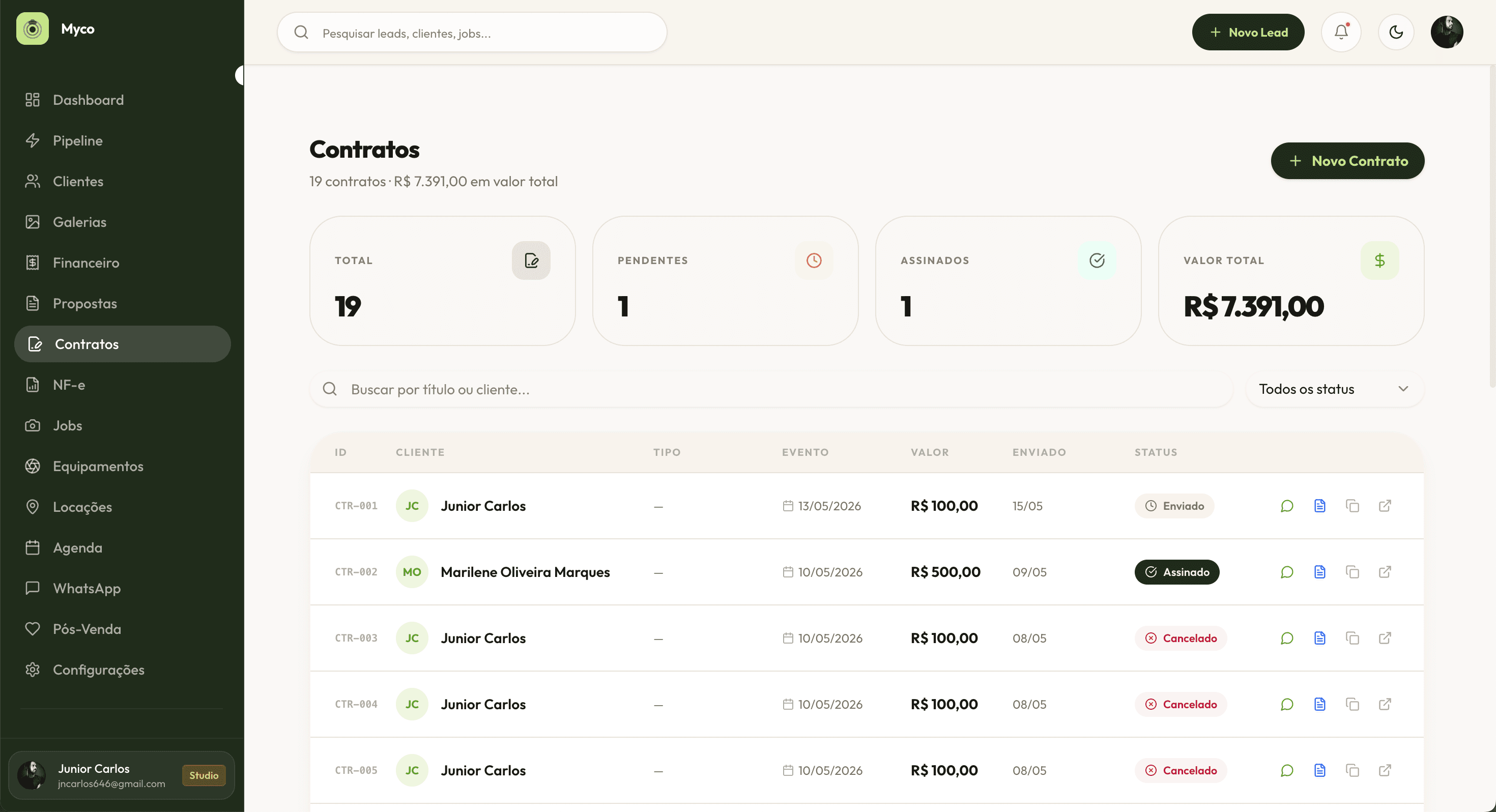Contratos Digitais — Myco CRM